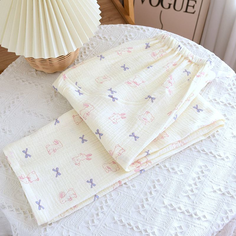 Posztpartum pamut pizsama nadrág - dupla réteg krepp pamut, laza szabás, 95% pamut, nadrág, 2025 kiadás