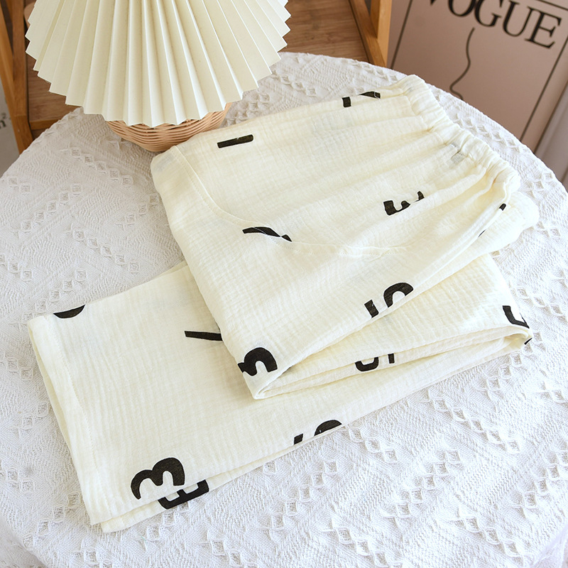 Posztpartum pamut pizsama nadrág - dupla réteg krepp pamut, laza szabás, 95% pamut, nadrág, 2025 kiadás