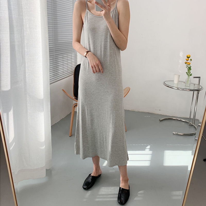 Haljina za dojenje s modalnom unutarnjom podstavom, jednobojna, srednje duljine A-linija kroj, pamuk-spandeks mješavina