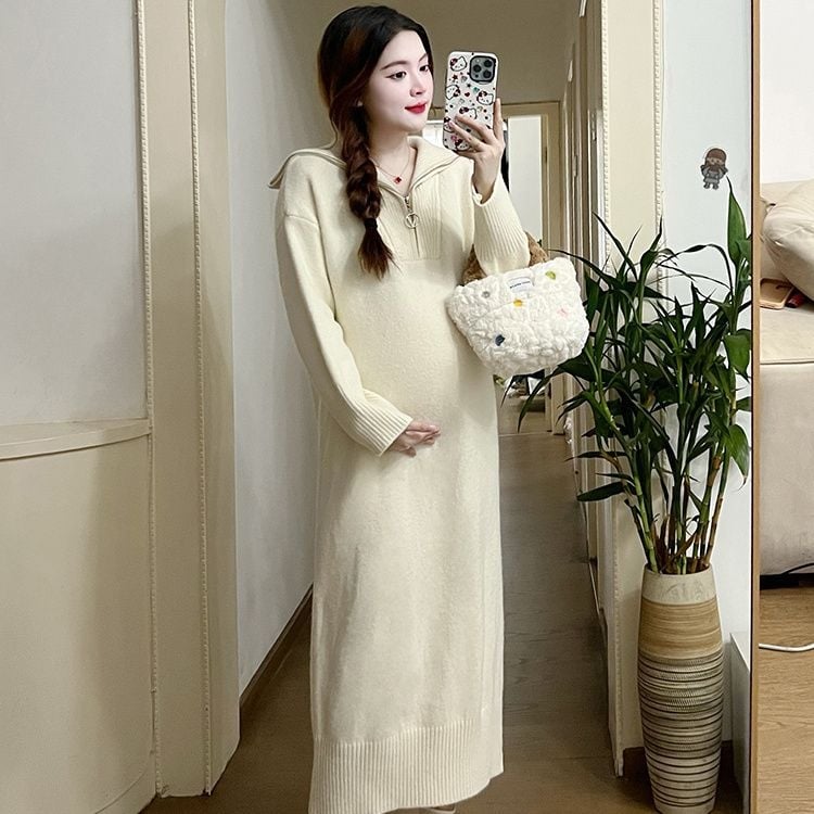 Set maternitate toamnă-iarnă, croială lejeră, mâneci tip prințesă, TR țesătură, PVC <=30%, mânecă 7/10