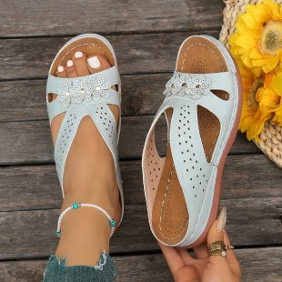 Ženske sandale s klinom, gornji dio PU, unutarnji PU, prst u obliku ribe, visina potpetice 3–5 cm