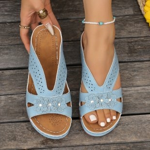 Ženske sandale s klinom, gornji dio PU, unutarnji PU, prst u obliku ribe, visina potpetice 3–5 cm