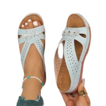 Ženske sandale s klinom, gornji dio PU, unutarnji PU, prst u obliku ribe, visina potpetice 3–5 cm