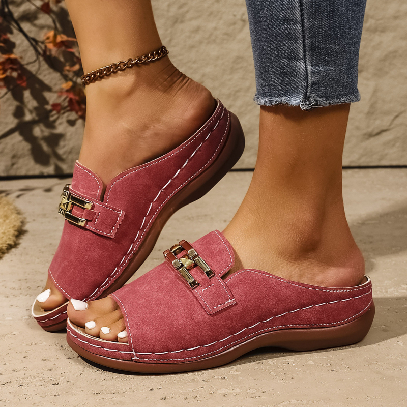 Sandale s jednim remenom, peep-toe, klinasti potpetica 3-5 cm, PU gornji dio, 4.5 mm đon