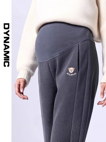 Trudničke hlače za jesen i zimu, opušteni kroj, podrška trbuhu, poliester 90–95% + spandex <30%, mikroelastičnost, srednja debljina, zimska sezona 2025