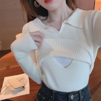 Топ за кърмене с поло яка, ръкав 3/4, TR плат, PVC 50–70%