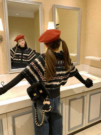 Γυναικείο πλεκτό επάνω μέρος εξωτερικού ρουχισμού, TR ύφασμα, PVC ≤30%, μακριά μανίκια, polo γιακά