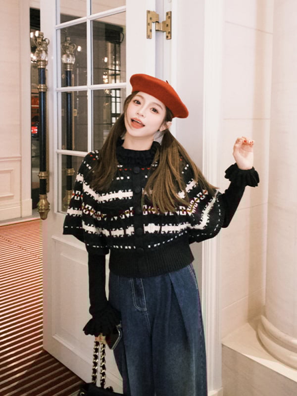 Γυναικείο πλεκτό επάνω μέρος εξωτερικού ρουχισμού, TR ύφασμα, PVC ≤30%, μακριά μανίκια, polo γιακά