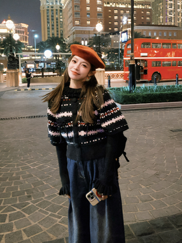 Γυναικείο πλεκτό επάνω μέρος εξωτερικού ρουχισμού, TR ύφασμα, PVC ≤30%, μακριά μανίκια, polo γιακά