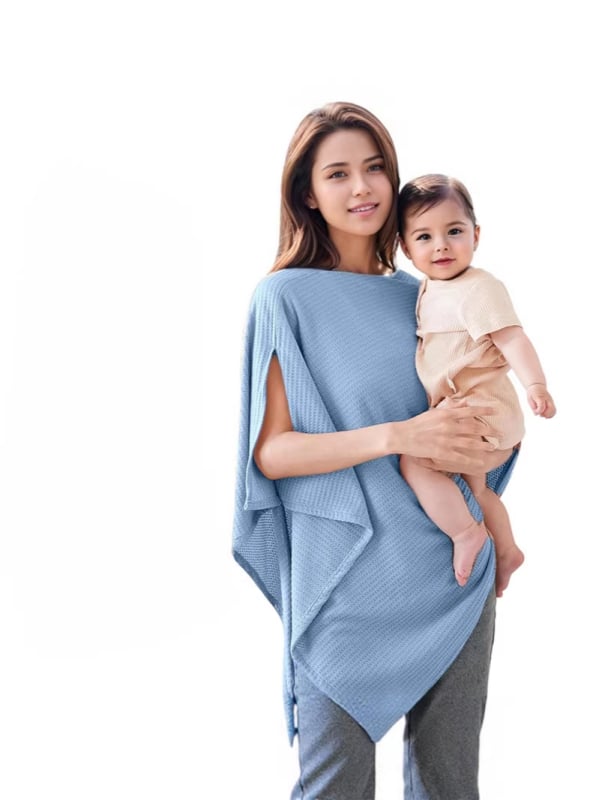 Κάλυμμα Θηλάσματος - Πολυλειτουργικό ελαστικό κάλυμμα θηλασμού, αντιανεμικό και αντηλιακό, με μοτίβο color-block, χωρίς μανίκια, μήκος 65–80 cm, πολυεστέρας 95%+ και έως 30% σπάντεξ