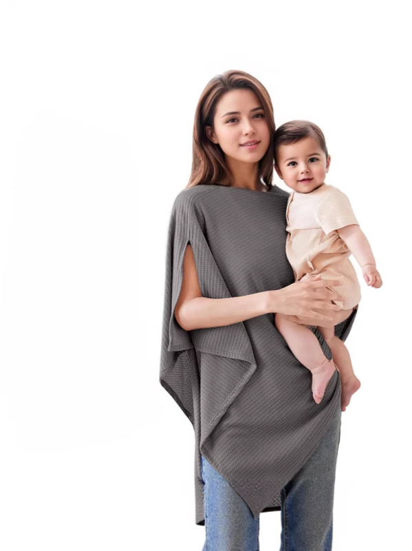 Κάλυμμα Θηλάσματος - Πολυλειτουργικό ελαστικό κάλυμμα θηλασμού, αντιανεμικό και αντηλιακό, με μοτίβο color-block, χωρίς μανίκια, μήκος 65–80 cm, πολυεστέρας 95%+ και έως 30% σπάντεξ