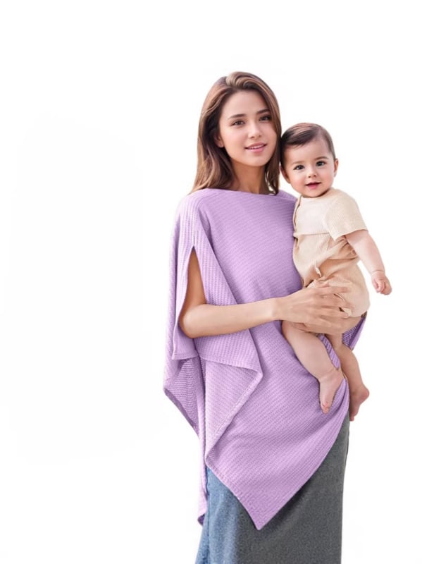 Κάλυμμα Θηλάσματος - Πολυλειτουργικό ελαστικό κάλυμμα θηλασμού, αντιανεμικό και αντηλιακό, με μοτίβο color-block, χωρίς μανίκια, μήκος 65–80 cm, πολυεστέρας 95%+ και έως 30% σπάντεξ