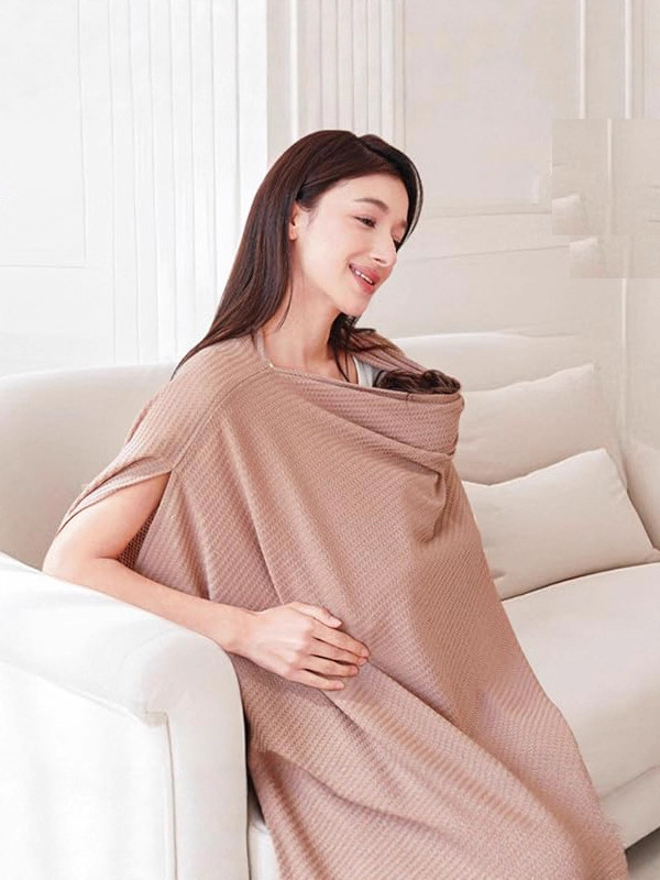 Κάλυμμα Θηλάσματος - Πολυλειτουργικό ελαστικό κάλυμμα θηλασμού, αντιανεμικό και αντηλιακό, με μοτίβο color-block, χωρίς μανίκια, μήκος 65–80 cm, πολυεστέρας 95%+ και έως 30% σπάντεξ