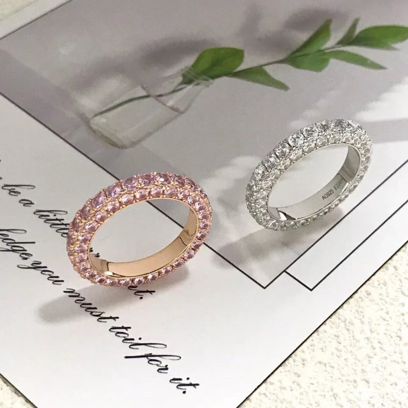 Prsten od srebra 925, laboratorijski uzgojeni dijamanti, geometrijski dizajn, Eternal jewelry
