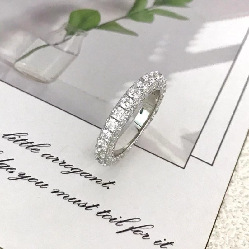 Prsten od srebra 925, laboratorijski uzgojeni dijamanti, geometrijski dizajn, Eternal jewelry