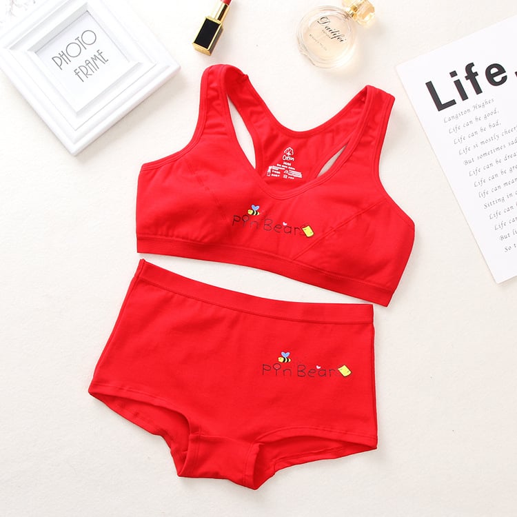 Set de sutiene cu spate în formă de I, susținere laterală, cupe subțiri modelate, 95% bumbac