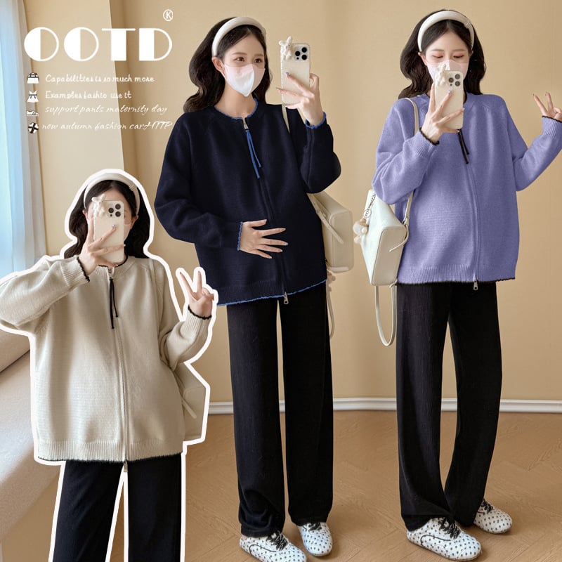 Cardigan tricotat în stil coreean, guler rotund, mâneci lungi, amestec spandex-poliester 80-90%