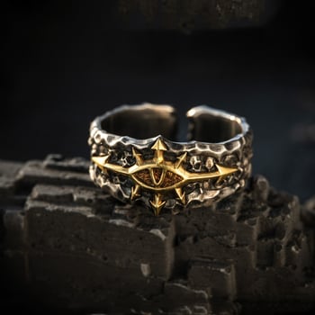 Otvoreni prsten za muškarce, retro Starforged, Abaddon grb, bakar, elektroplatiranje, porijeklo Shanwei, unisex