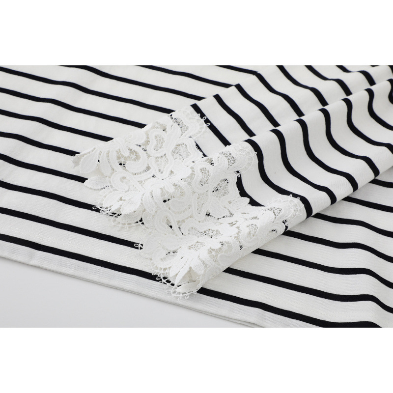 Majica s čipkom uz rub i izvezenim detaljima, dugi rukav MBF1TEE036