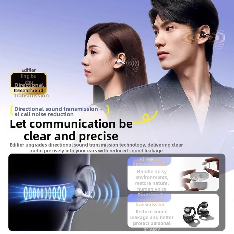 Edifier Comfo Clip Q ακουστικά Bluetooth με κλιπ για το αυτί, ανοιχτό σχέδιο για αθλητισμό, Huawei Chip, αυτονομία έως 4 ώρες, ανθεκτικά στο νερό