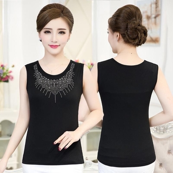 Top fără mâneci cu decorațiune din diamante; țesătură PVC, până la 30% conținut; Tr țesătură; stil chinezesc, vintage artistic