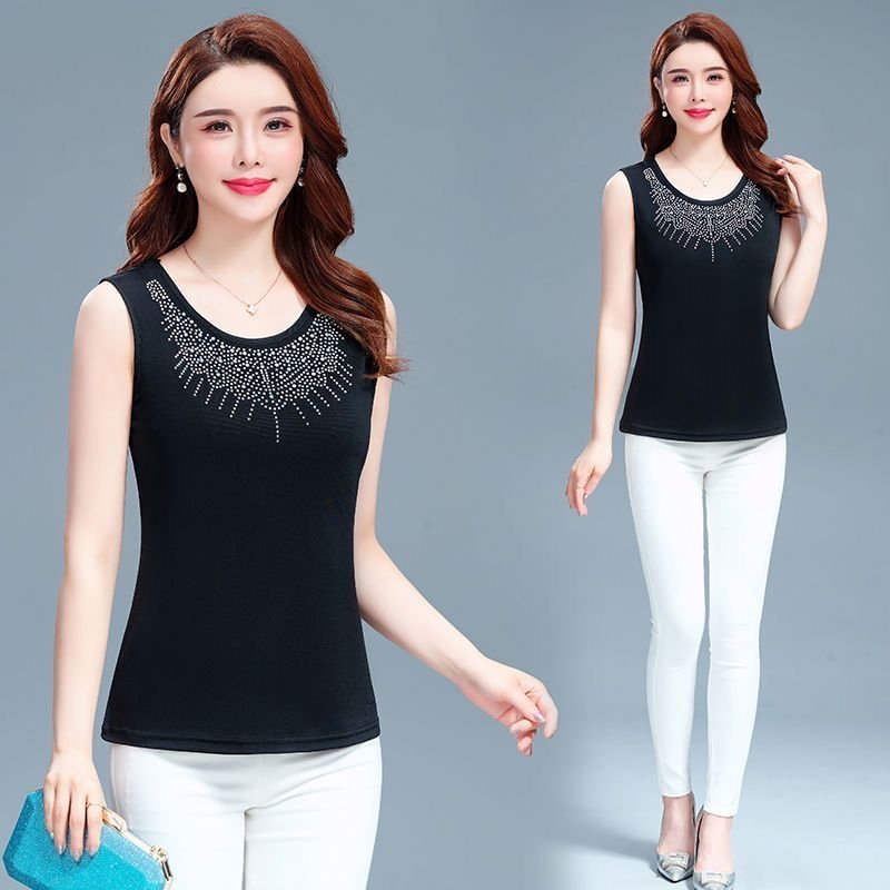 Top fără mâneci cu decorațiune din diamante; țesătură PVC, până la 30% conținut; Tr țesătură; stil chinezesc, vintage artistic