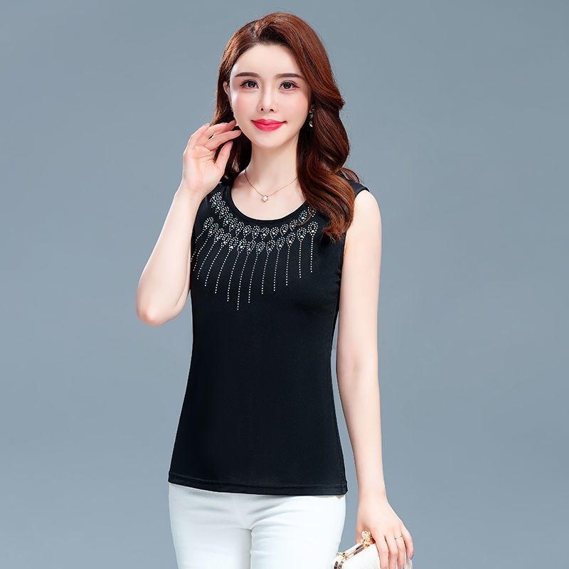 Top fără mâneci cu decorațiune din diamante; țesătură PVC, până la 30% conținut; Tr țesătură; stil chinezesc, vintage artistic