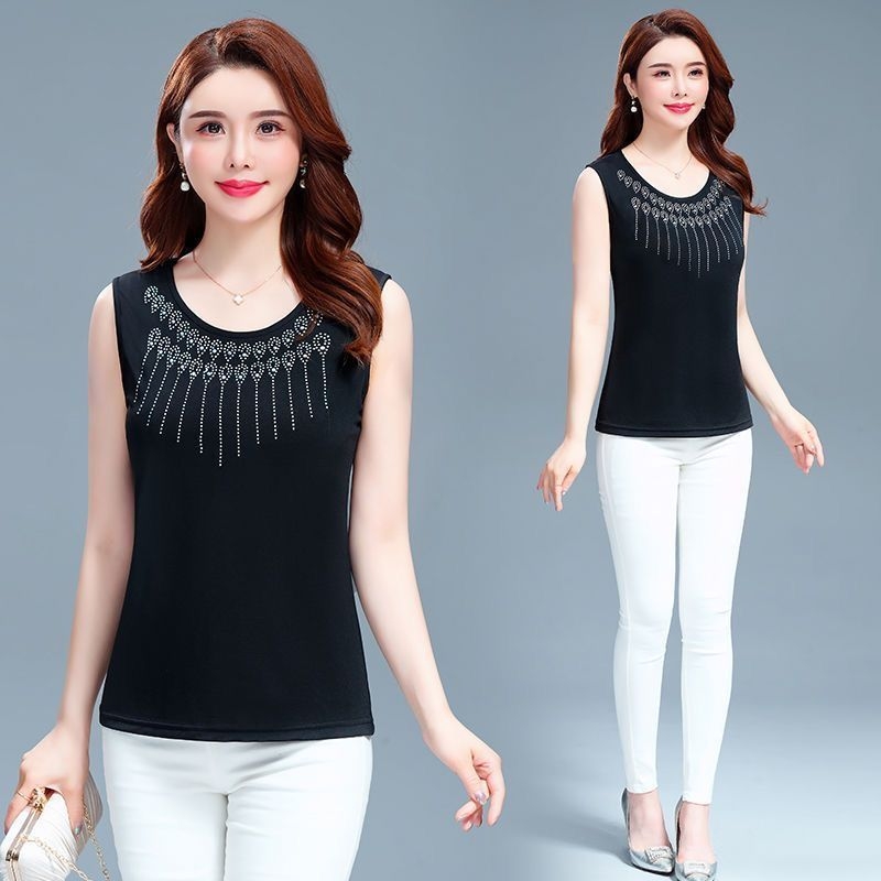 Top fără mâneci cu decorațiune din diamante; țesătură PVC, până la 30% conținut; Tr țesătură; stil chinezesc, vintage artistic