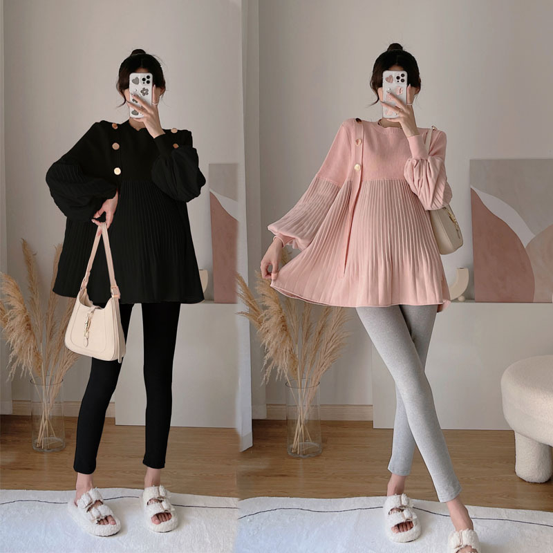 Kostim set - jednobojan, dugi rukav, pleteni pamuk 50–70%, jesen 2023, korejsko-japanski casual stil