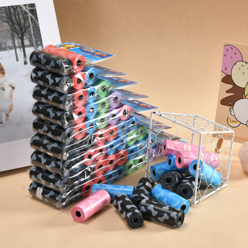 Jiahao Set de pungi pentru deșeuri de animale de companie, design cu model os, tip role, material PE, grosime normală