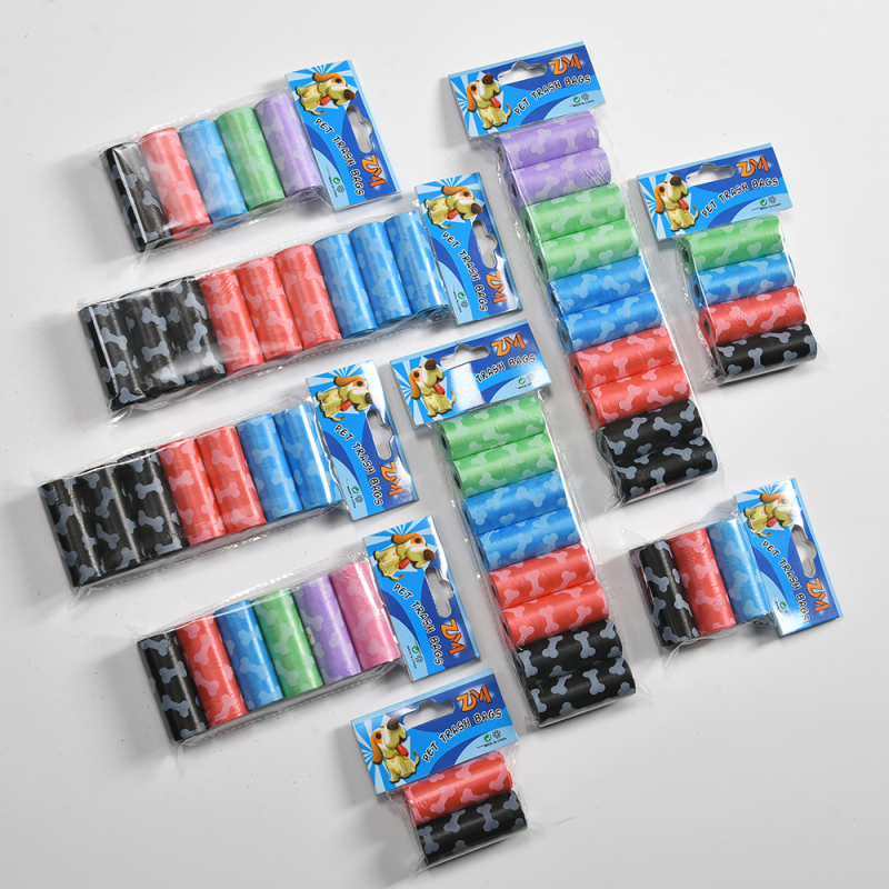 Jiahao Set de pungi pentru deșeuri de animale de companie, design cu model os, tip role, material PE, grosime normală