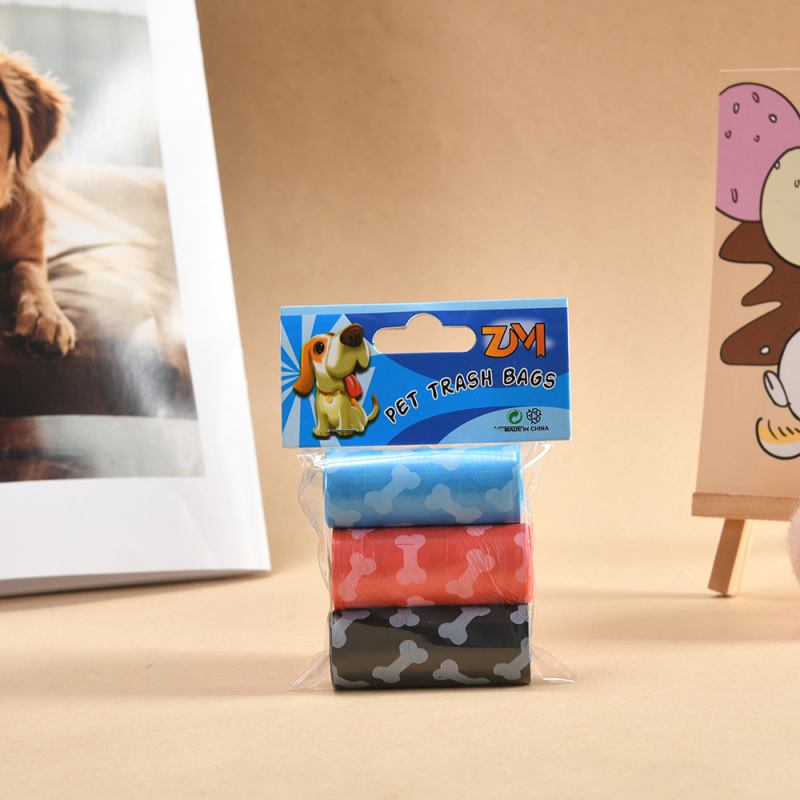 Jiahao Set de pungi pentru deșeuri de animale de companie, design cu model os, tip role, material PE, grosime normală