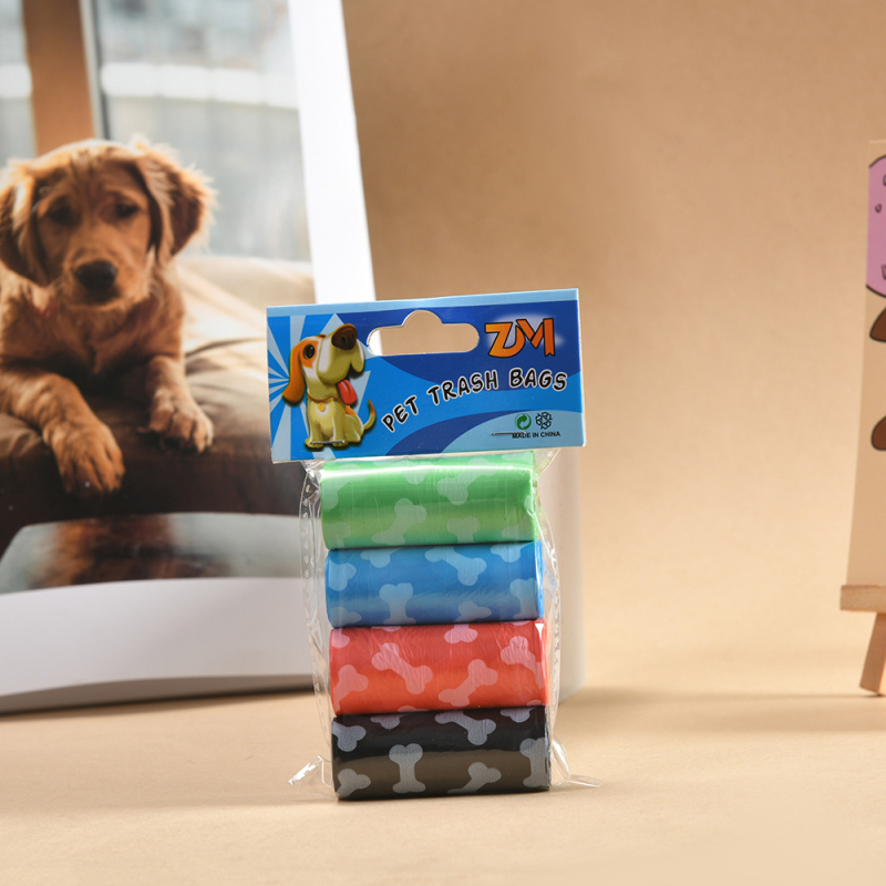 Jiahao Set de pungi pentru deșeuri de animale de companie, design cu model os, tip role, material PE, grosime normală