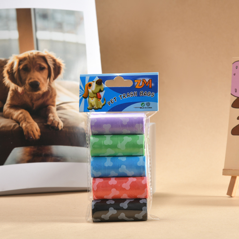 Jiahao Set de pungi pentru deșeuri de animale de companie, design cu model os, tip role, material PE, grosime normală