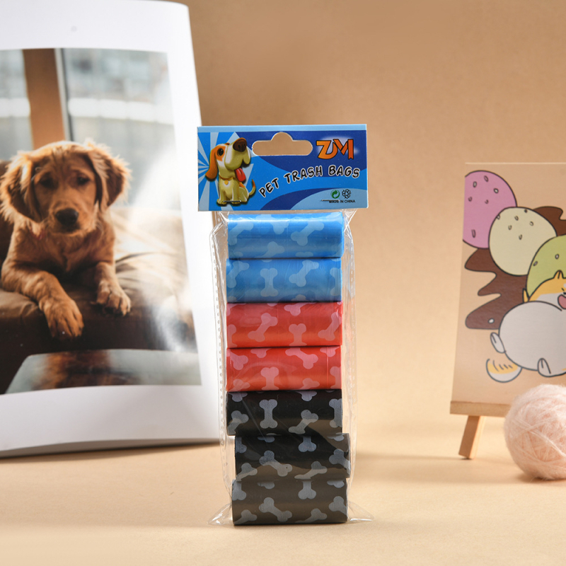 Jiahao Set de pungi pentru deșeuri de animale de companie, design cu model os, tip role, material PE, grosime normală