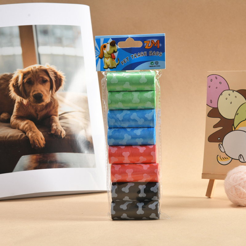 Jiahao Set de pungi pentru deșeuri de animale de companie, design cu model os, tip role, material PE, grosime normală