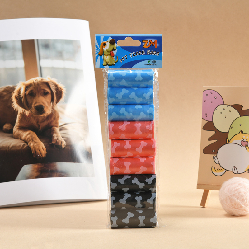 Jiahao Set de pungi pentru deșeuri de animale de companie, design cu model os, tip role, material PE, grosime normală