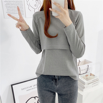 Top de alăptare Yunjia – guler semi-înalt, mâneci lungi, croială slim, amestec alpaca cu spandex 30–50%, lungime medie 65–80 cm, deschidere pentru alăptare