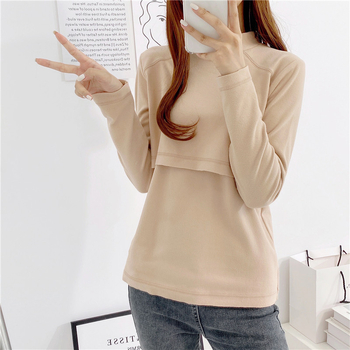 Top de alăptare Yunjia – guler semi-înalt, mâneci lungi, croială slim, amestec alpaca cu spandex 30–50%, lungime medie 65–80 cm, deschidere pentru alăptare