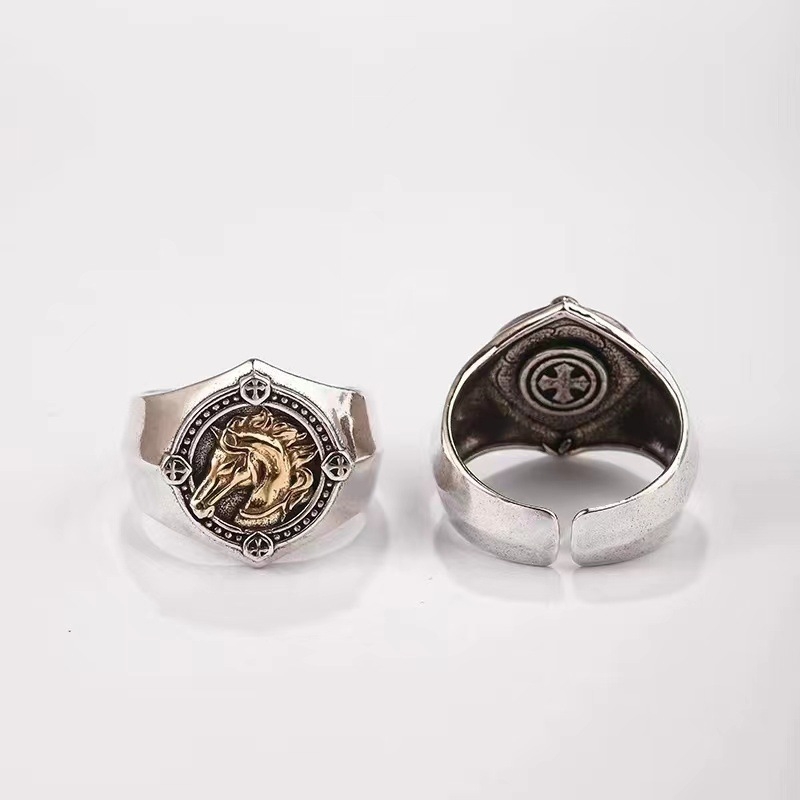 Muški otvoreni prsten od bakra, oblik životinje/znak zodijaka, retro stil, starinski završetak