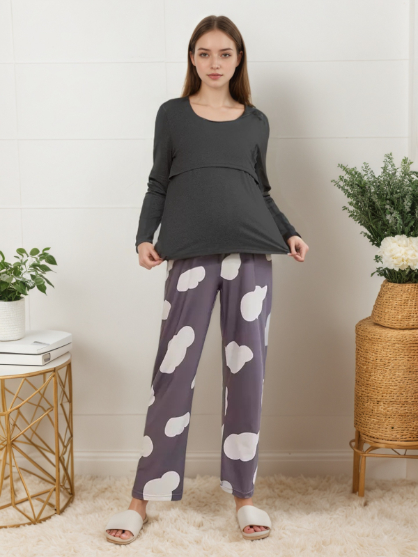 Happy and Beautiful Τοπ θηλασμού για μητέρες, πολυεστέρας με σπαντέξ, μακριά μανίκια, μήκος 50–65 cm