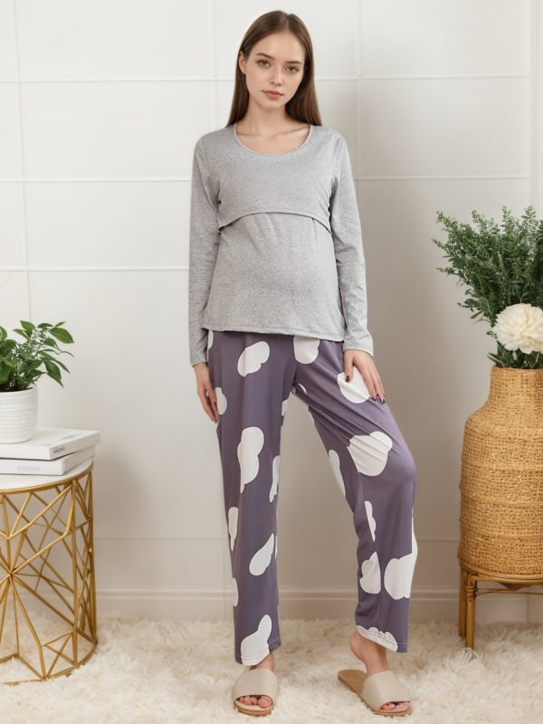 Happy and Beautiful Τοπ θηλασμού για μητέρες, πολυεστέρας με σπαντέξ, μακριά μανίκια, μήκος 50–65 cm