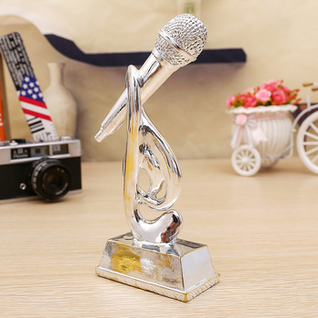 Trofeu de microfon din rășină placată cu aur, trofeu pentru concurs de karaoke în campus, decor creativ pentru trofeu KTV.