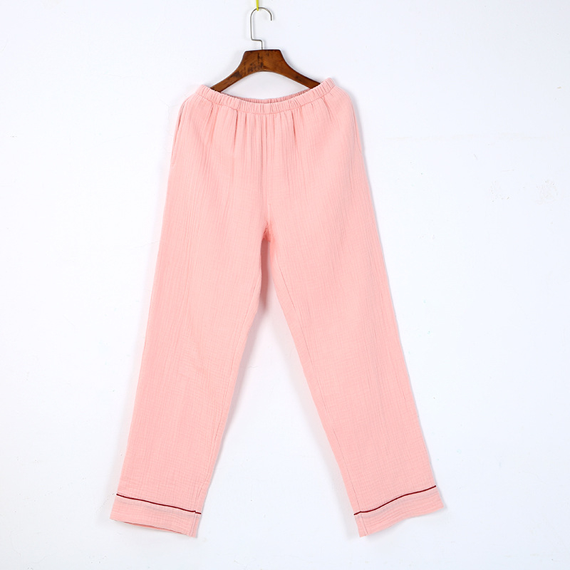 Дамски пижамe комплект в корейски стил, 100% памук, с дълги ръкави и жилетка с V-образно деколте — тъкано, средно тегло, за многосезонно носене