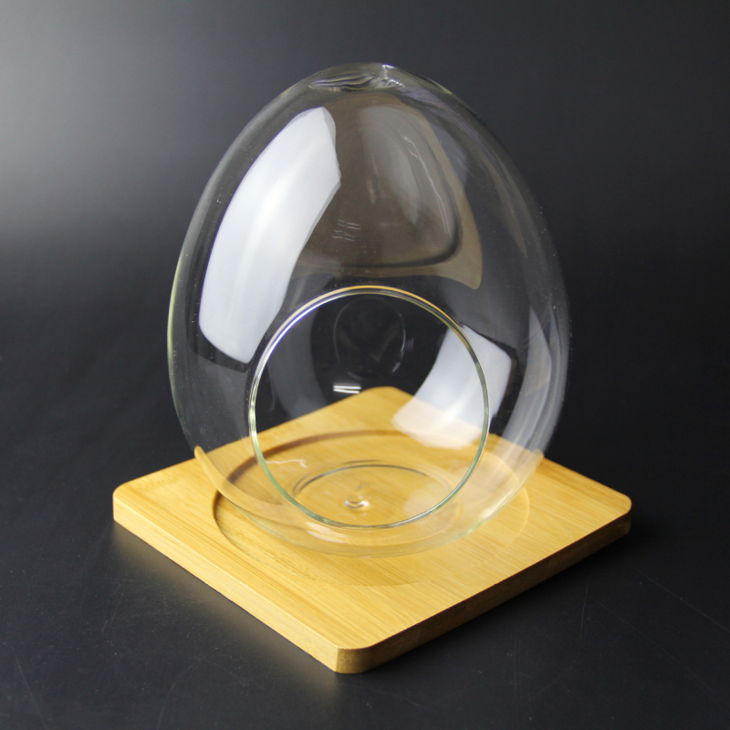 Sticlă borosilicat în formă de ou cu mușchi – mini micro peisaj, sticlă înalt borosilicată, DIY personalizabil (Material: High Borosicate Glass; Process: Blowing; Style: Geometry; Customization: Yes)