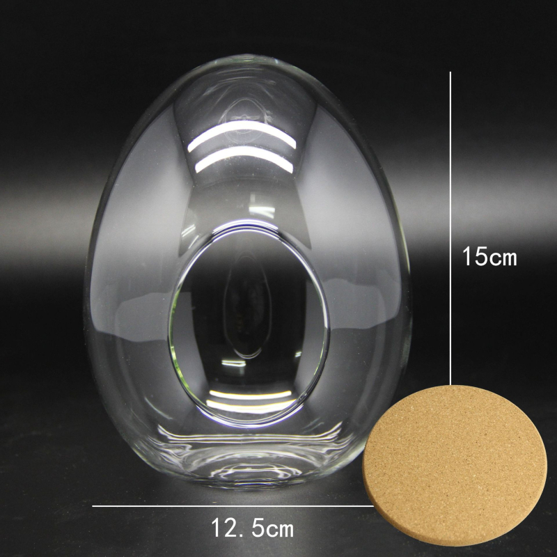 Sticlă borosilicat în formă de ou cu mușchi – mini micro peisaj, sticlă înalt borosilicată, DIY personalizabil (Material: High Borosicate Glass; Process: Blowing; Style: Geometry; Customization: Yes)