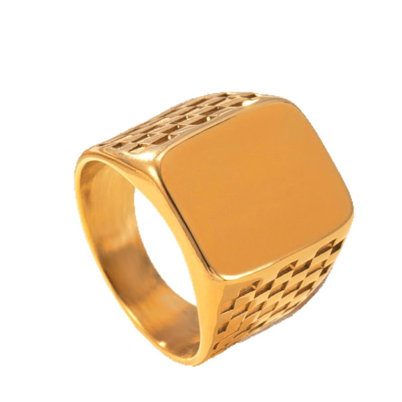 Prsten od nehrđajućeg čelika, geometrijski kvadratni dizajn, elektroplakirani završni sloj, retro stil, unisex