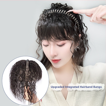 Păr pentru femei cu bandă din strasuri, fringă integrată și bucle spiralate, fir termorezistent, fără vopsire sau perma, acoperă firele albe și oferă volum