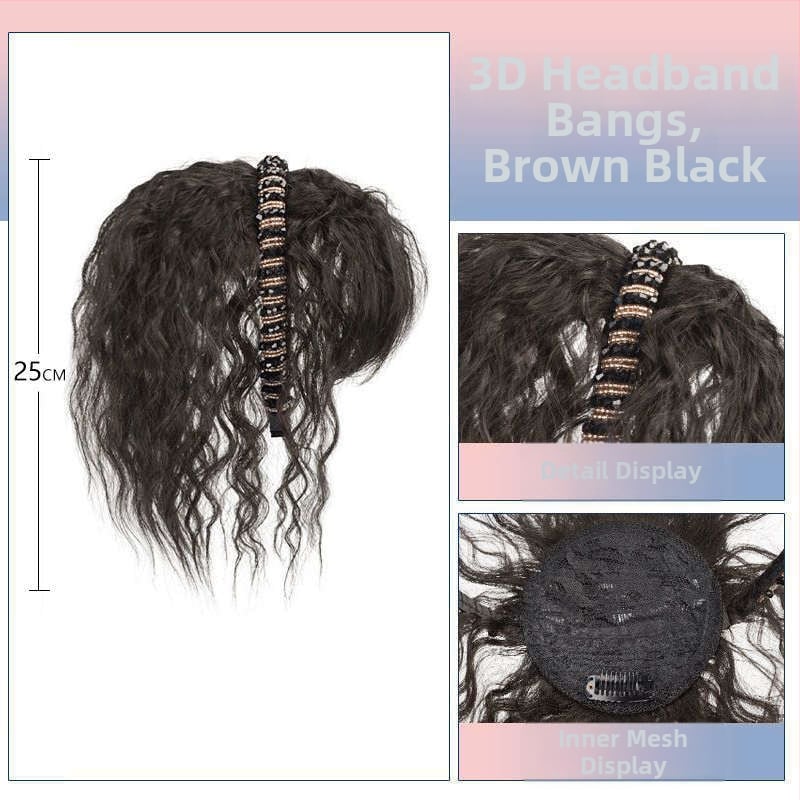 Păr pentru femei cu bandă din strasuri, fringă integrată și bucle spiralate, fir termorezistent, fără vopsire sau perma, acoperă firele albe și oferă volum