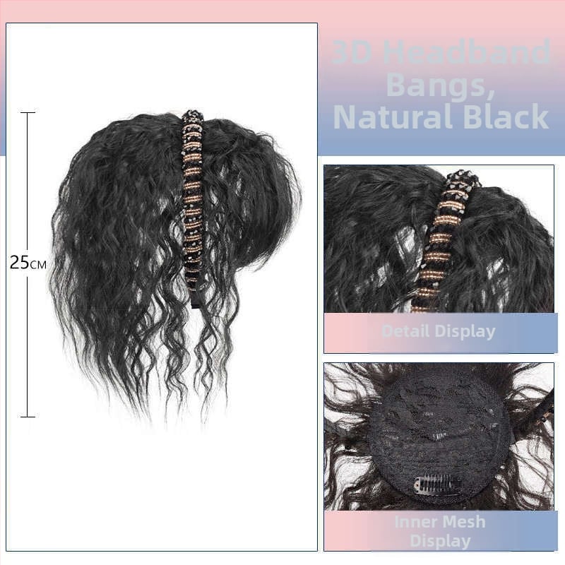 Păr pentru femei cu bandă din strasuri, fringă integrată și bucle spiralate, fir termorezistent, fără vopsire sau perma, acoperă firele albe și oferă volum